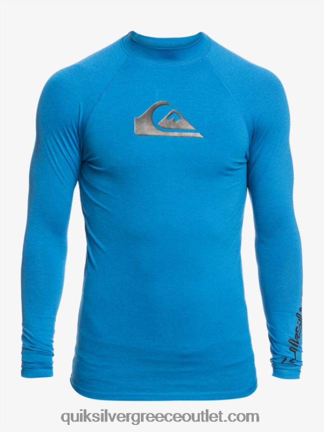 all time long sleeve upf 50 rashguard Quiksilver άνδρες 66LP84822 αναπνευστήρας μπλε ερείκη