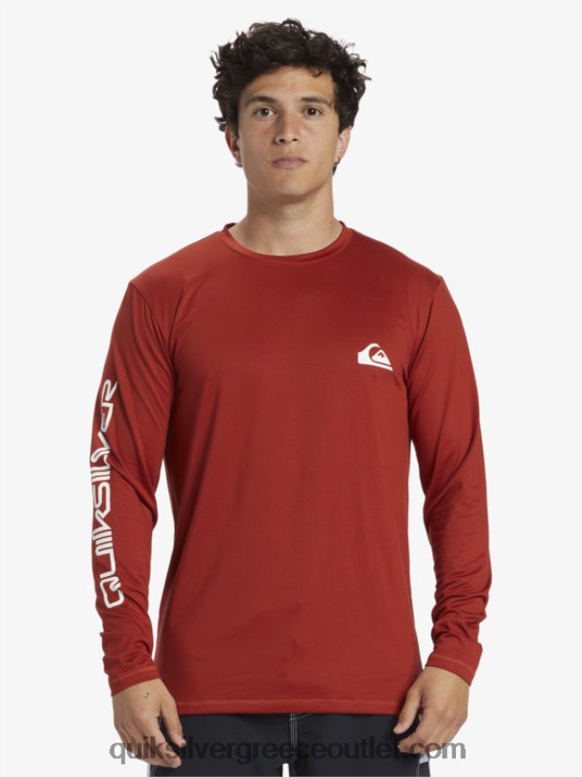 omni session μακρυμάνικο upf 50 μπλουζάκι surf Quiksilver άνδρες 66LP84403 κόκκινη ώχρα