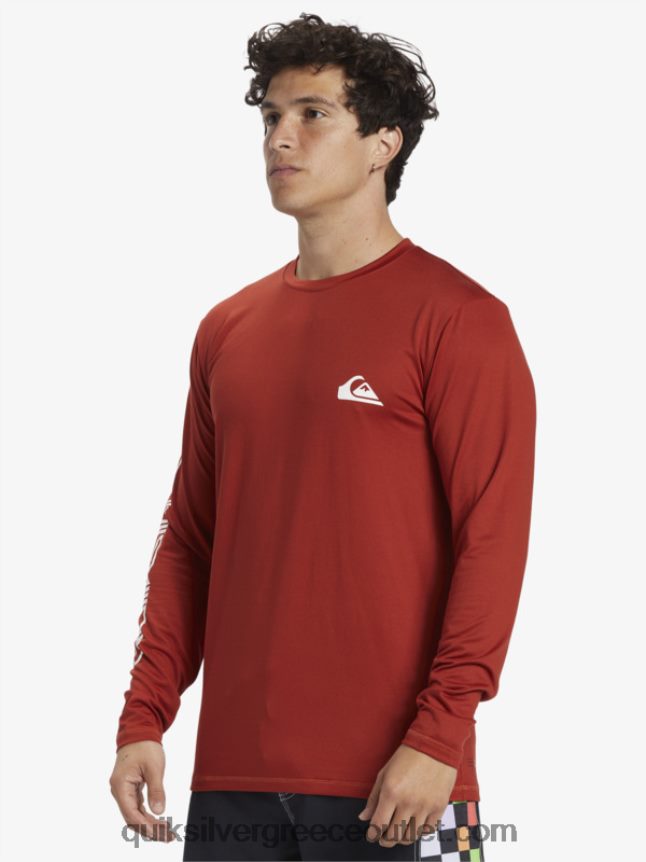 omni session μακρυμάνικο upf 50 μπλουζάκι surf Quiksilver άνδρες 66LP84403 κόκκινη ώχρα