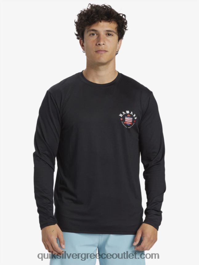 Χαβάη royalty upf 50 μακρύ μανίκι σερφ μπλουζάκι Quiksilver άνδρες 66LP84924 μαύρος
