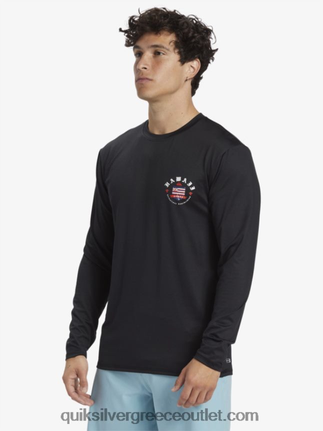 Χαβάη royalty upf 50 μακρύ μανίκι σερφ μπλουζάκι Quiksilver άνδρες 66LP84924 μαύρος
