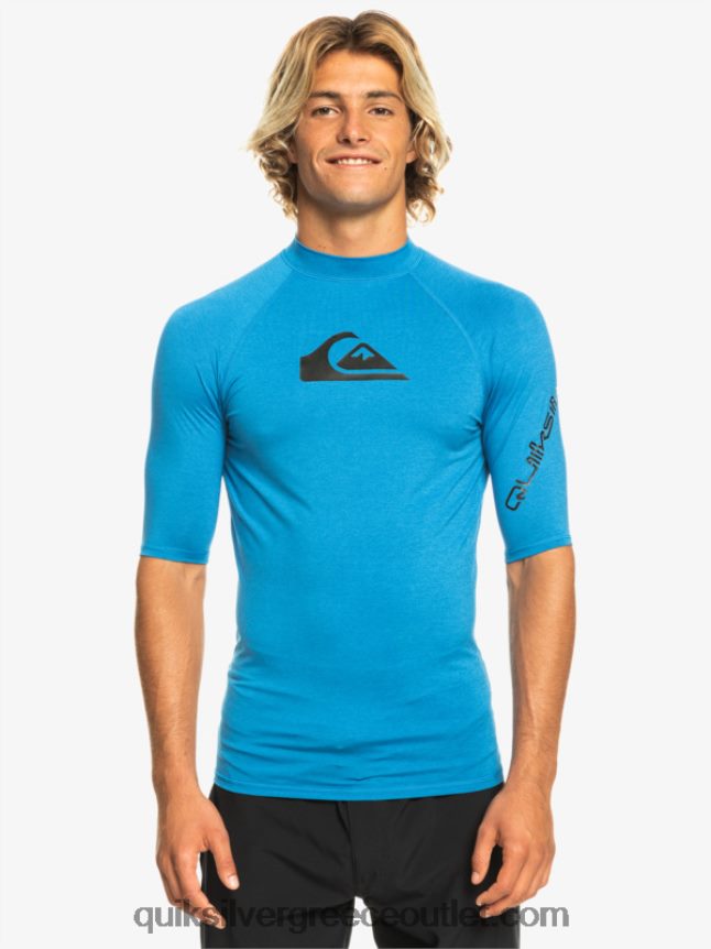 παντός χρόνου κοντομάνικο upf 50 rashguard Quiksilver άνδρες 66LP84814 αναπνευστήρας μπλε ερείκη