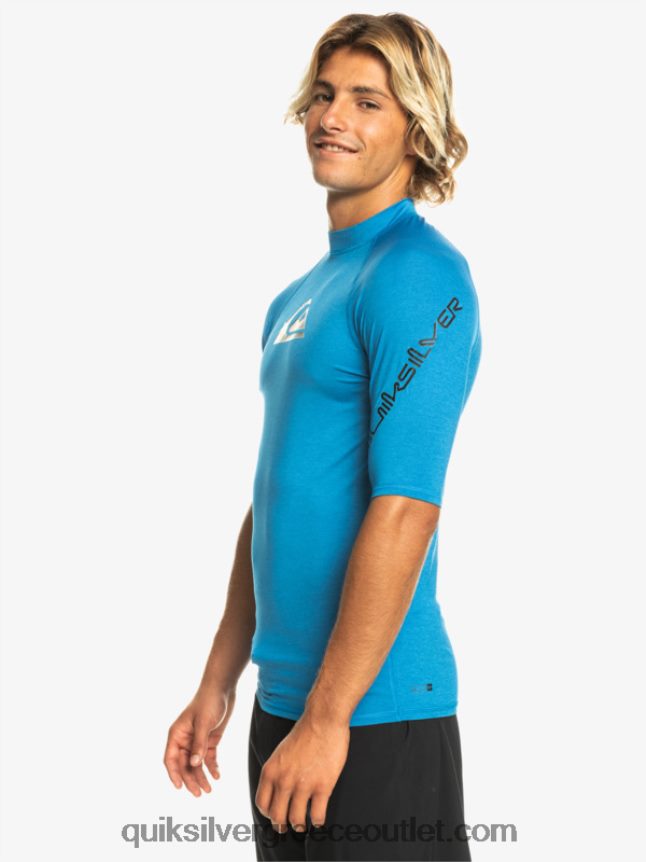 παντός χρόνου κοντομάνικο upf 50 rashguard Quiksilver άνδρες 66LP84814 αναπνευστήρας μπλε ερείκη