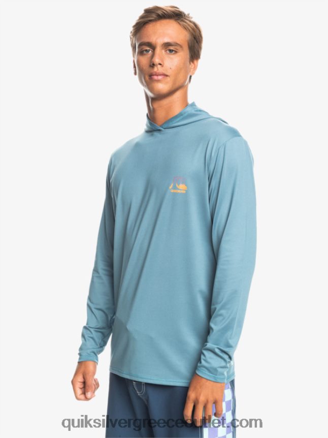 κουκούλα με κουκούλα μακρυμάνικο upf 50 surf tee Quiksilver άνδρες 66LP841834 επαρχιακό μπλε ρείκι