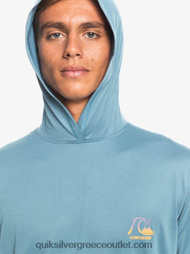 κουκούλα με κουκούλα μακρυμάνικο upf 50 surf tee Quiksilver άνδρες 66LP841834 επαρχιακό μπλε ρείκι