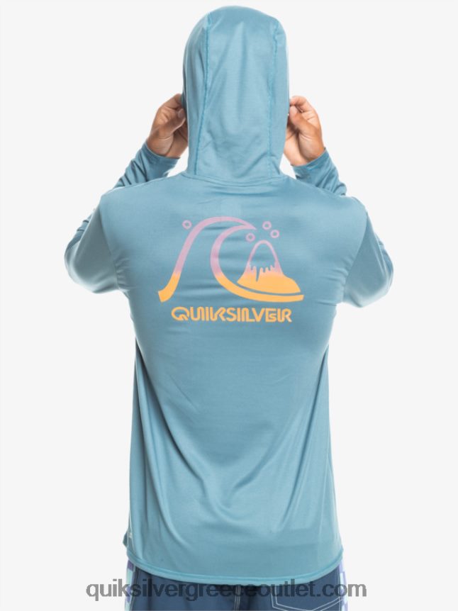 κουκούλα με κουκούλα μακρυμάνικο upf 50 surf tee Quiksilver άνδρες 66LP841834 επαρχιακό μπλε ρείκι
