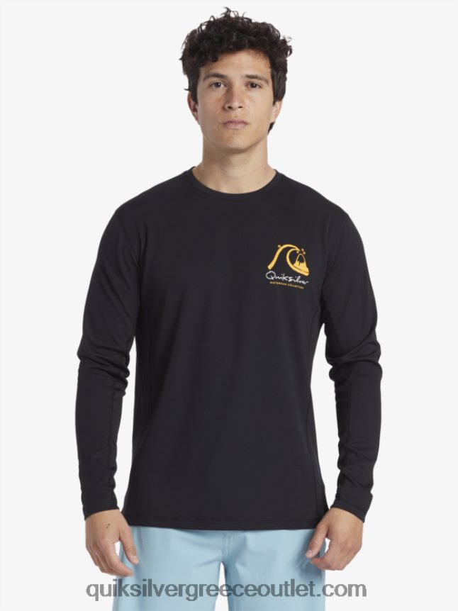waterman bamboo check 2 upf 50 μακρυμάνικο μπλουζάκι σερφ Quiksilver άνδρες 66LP84261 μαύρος