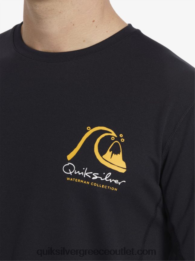 waterman bamboo check 2 upf 50 μακρυμάνικο μπλουζάκι σερφ Quiksilver άνδρες 66LP84261 μαύρος