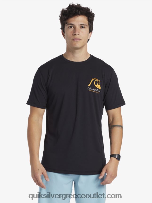 waterman bamboo check 2 upf 50 κοντομάνικο μπλουζάκι σερφ Quiksilver άνδρες 66LP84276 μαύρος