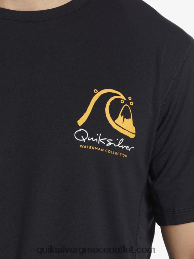waterman bamboo check 2 upf 50 κοντομάνικο μπλουζάκι σερφ Quiksilver άνδρες 66LP84276 μαύρος