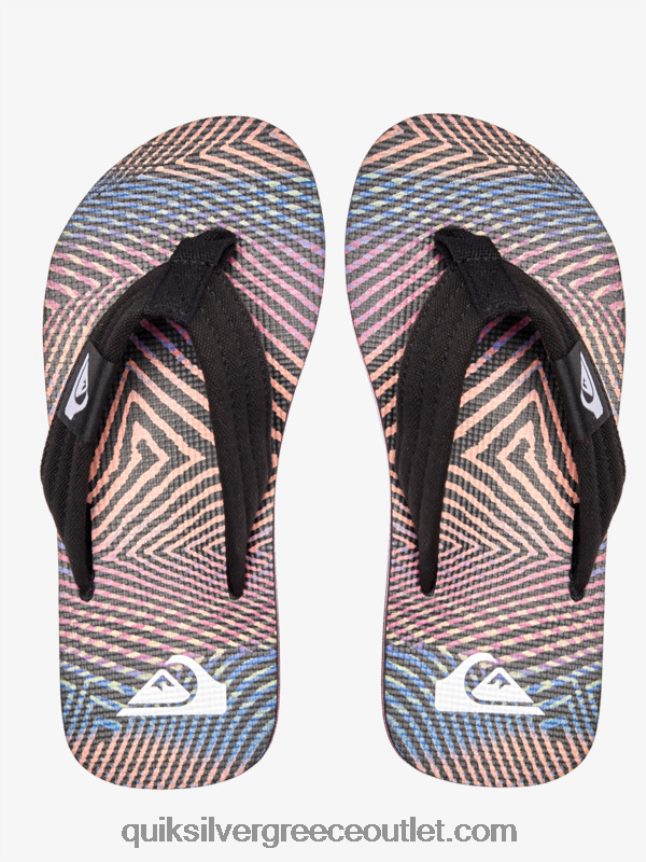 8-16 πέδιλα molokai layback Quiksilver αγόρια 66LP841995 μαύρο/πορτοκαλί/γκρι