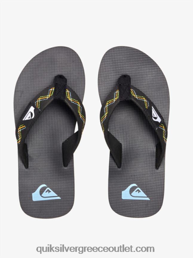 8-16 πέδιλα molokai stitchy Quiksilver αγόρια 66LP842148 μαύρο/πράσινο
