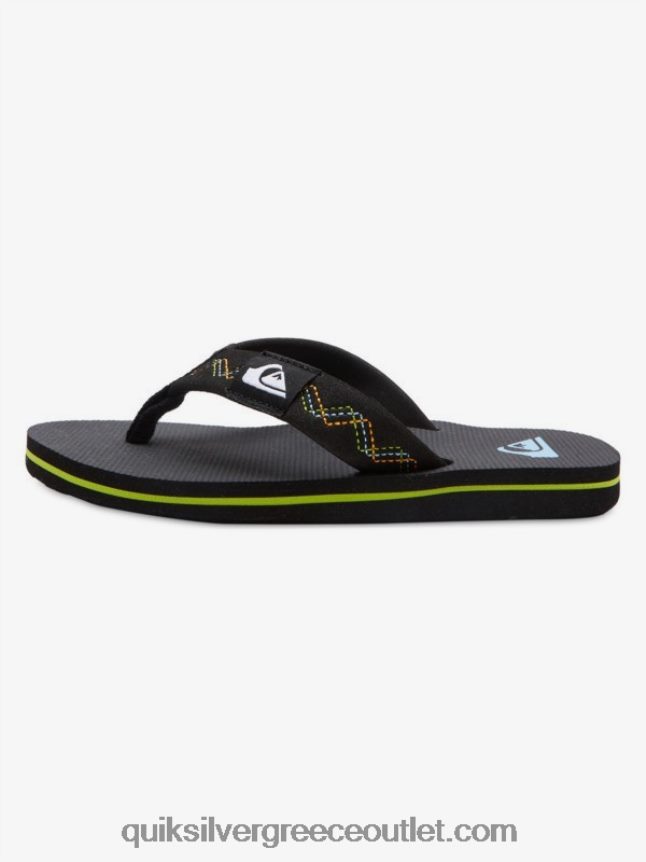 8-16 πέδιλα molokai stitchy Quiksilver αγόρια 66LP842148 μαύρο/πράσινο