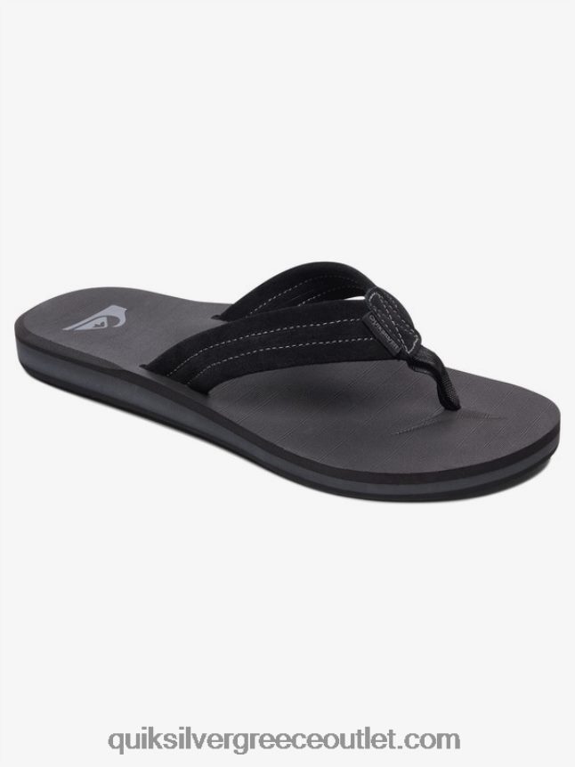 δερμάτινα πέδιλα από καστόρι carver Quiksilver άνδρες 66LP841632 συμπαγές μαύρο