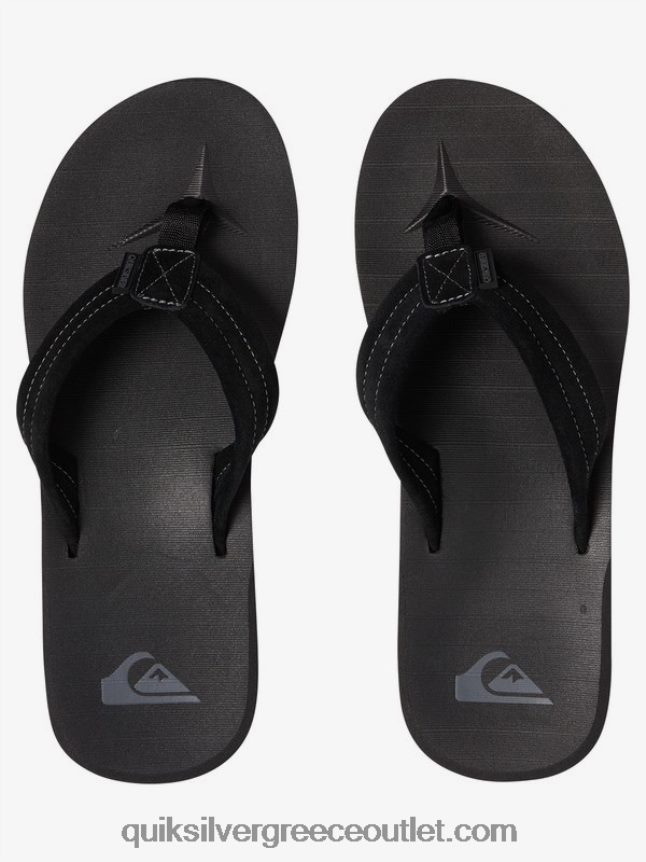 δερμάτινα πέδιλα από καστόρι carver Quiksilver άνδρες 66LP841632 συμπαγές μαύρο