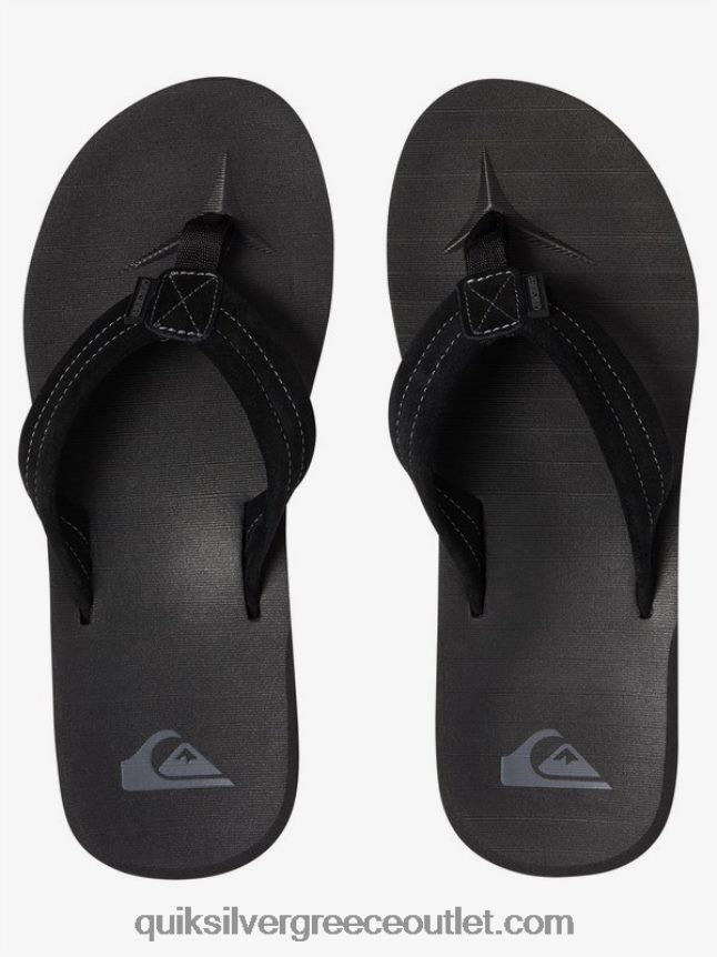 δερμάτινα πέδιλα από καστόρι carver Quiksilver άνδρες 66LP841632 συμπαγές μαύρο