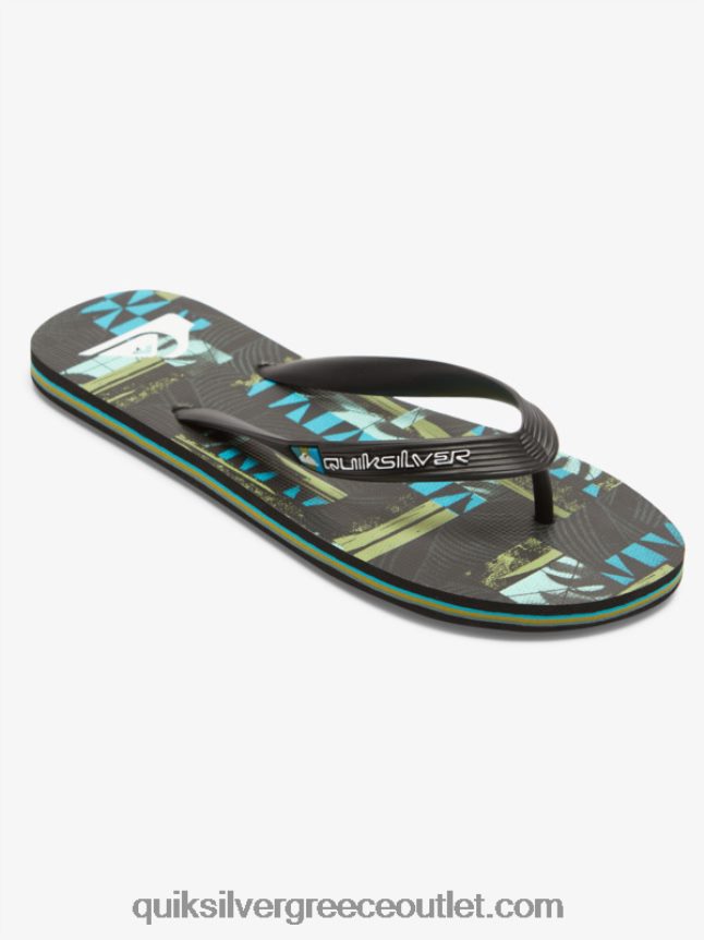 Σαγιονάρες τέχνης gregg kaplan molokai Quiksilver άνδρες 66LP84524 μαύρο/μπλε/πράσινο
