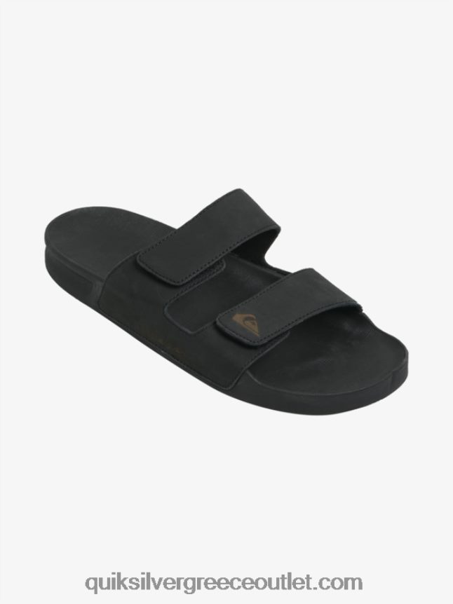 Δερμάτινα πέδιλα rivi διπλής προσαρμογής Quiksilver άνδρες 66LP841286 μαύρος