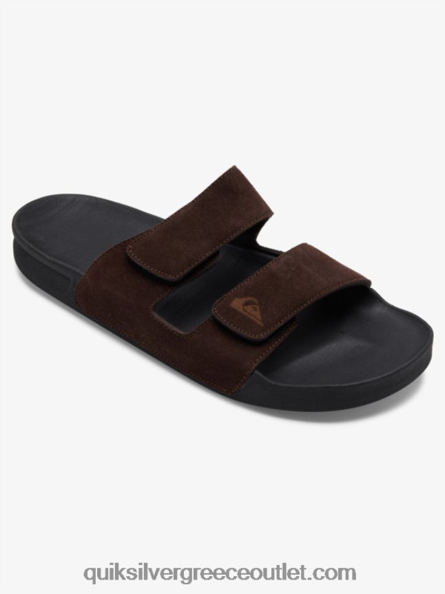 Δερμάτινα πέδιλα rivi διπλής προσαρμογής Quiksilver άνδρες 66LP841287 καφέ/μαύρο