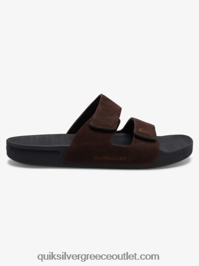 Δερμάτινα πέδιλα rivi διπλής προσαρμογής Quiksilver άνδρες 66LP841287 καφέ/μαύρο