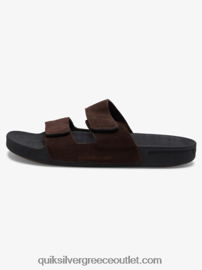 Δερμάτινα πέδιλα rivi διπλής προσαρμογής Quiksilver άνδρες 66LP841287 καφέ/μαύρο