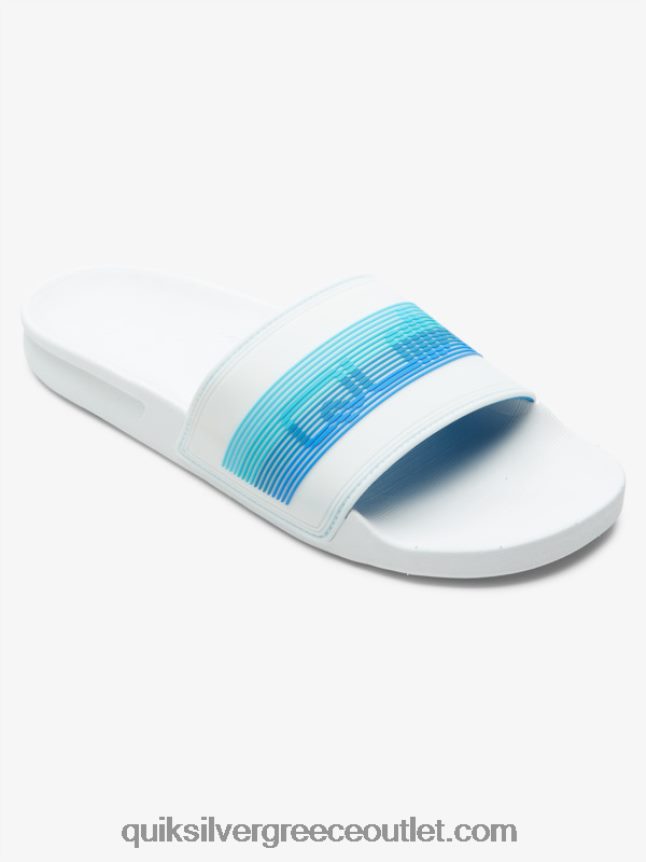 Σανδάλια συρόμενου τύπου slide wordmark rivi Quiksilver άνδρες 66LP84686 λευκό/μπλε