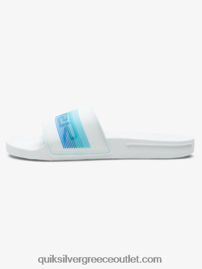 Σανδάλια συρόμενου τύπου slide wordmark rivi Quiksilver άνδρες 66LP84686 λευκό/μπλε