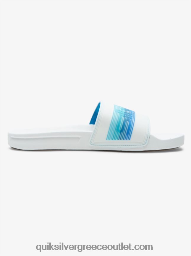 Σανδάλια συρόμενου τύπου slide wordmark rivi Quiksilver άνδρες 66LP84686 λευκό/μπλε