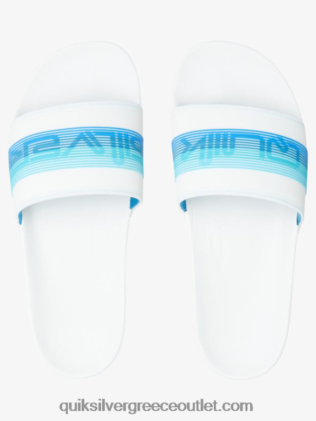 Σανδάλια συρόμενου τύπου slide wordmark rivi Quiksilver άνδρες 66LP84686 λευκό/μπλε