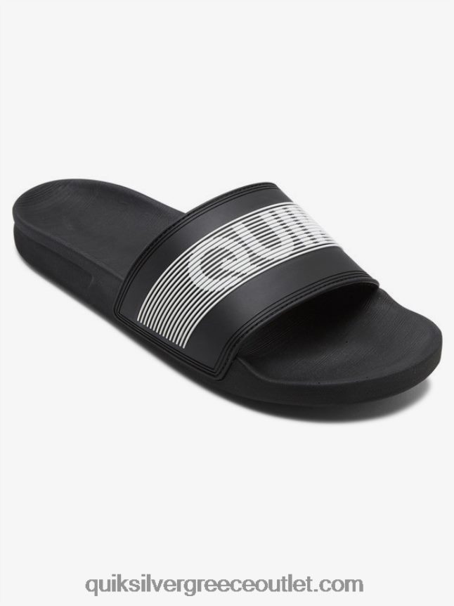 Σανδάλια συρόμενου τύπου slide wordmark rivi Quiksilver άνδρες 66LP84689 μαύρο άσπρο