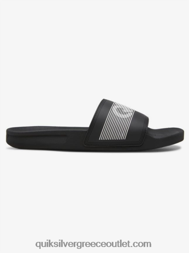 Σανδάλια συρόμενου τύπου slide wordmark rivi Quiksilver άνδρες 66LP84689 μαύρο άσπρο