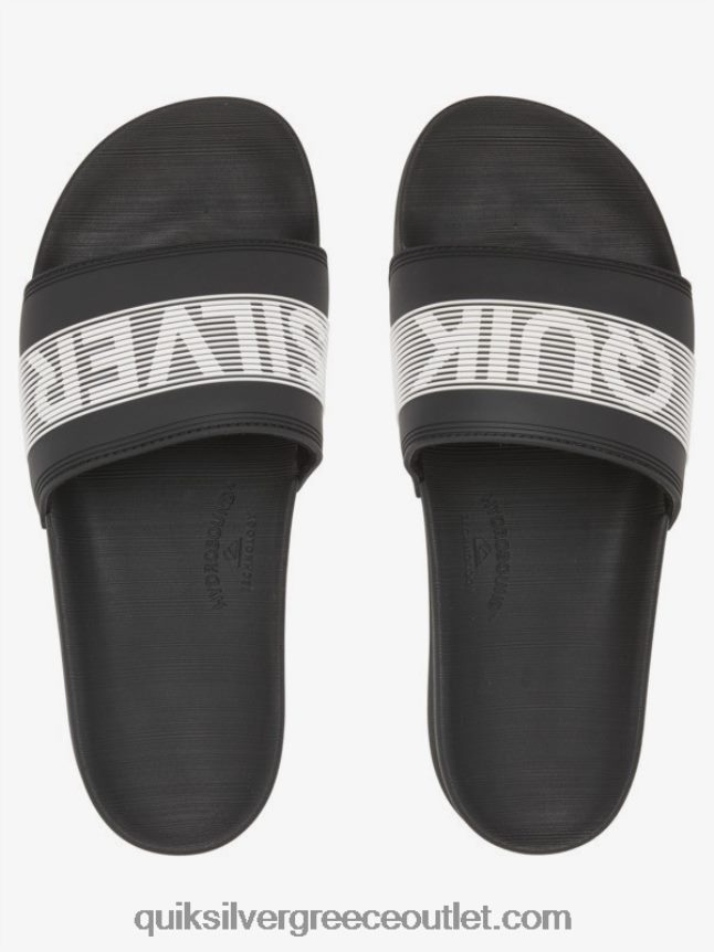 Σανδάλια συρόμενου τύπου slide wordmark rivi Quiksilver άνδρες 66LP84689 μαύρο άσπρο
