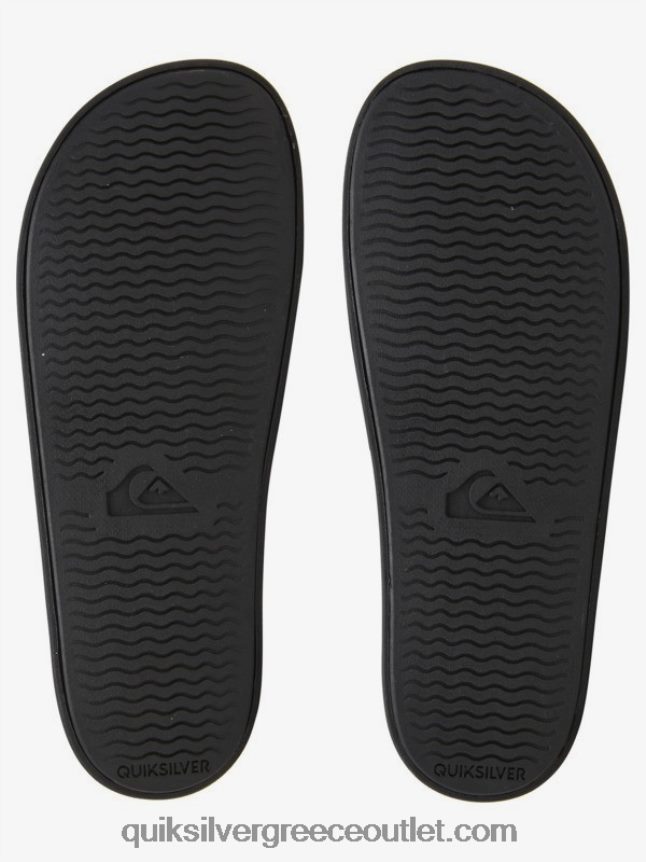 Σανδάλια συρόμενου τύπου slide wordmark rivi Quiksilver άνδρες 66LP84689 μαύρο άσπρο