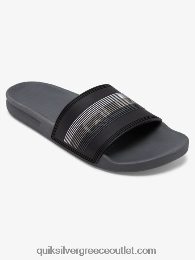 Σανδάλια συρόμενου τύπου slide wordmark rivi Quiksilver άνδρες 66LP84690 μαύρο/γκρι