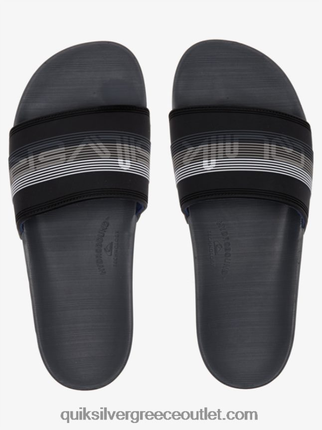 Σανδάλια συρόμενου τύπου slide wordmark rivi Quiksilver άνδρες 66LP84690 μαύρο/γκρι