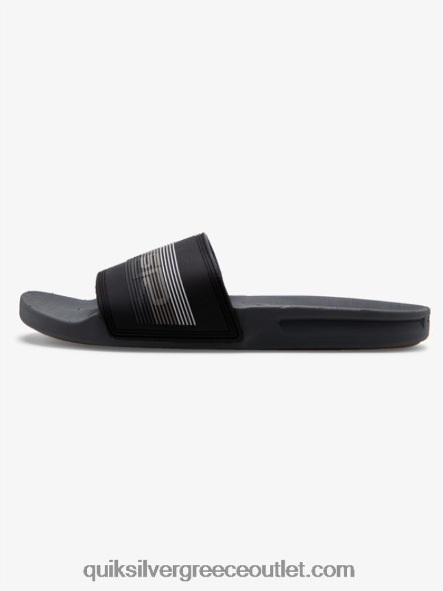 Σανδάλια συρόμενου τύπου slide wordmark rivi Quiksilver άνδρες 66LP84690 μαύρο/γκρι
