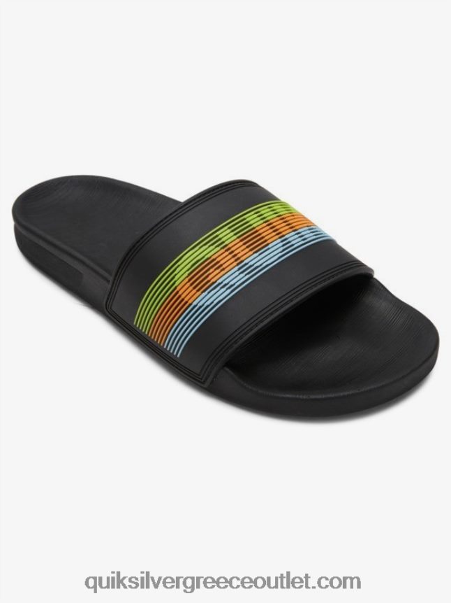 Σανδάλια συρόμενου τύπου slide wordmark rivi Quiksilver άνδρες 66LP84693 μαύρο/πορτοκαλί/μπλε