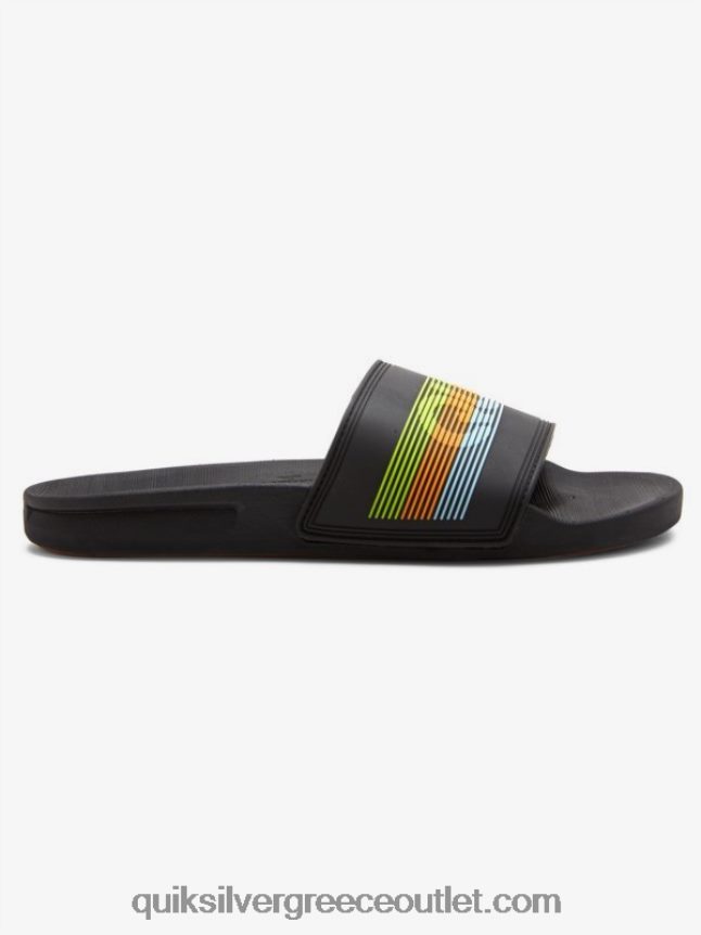 Σανδάλια συρόμενου τύπου slide wordmark rivi Quiksilver άνδρες 66LP84693 μαύρο/πορτοκαλί/μπλε