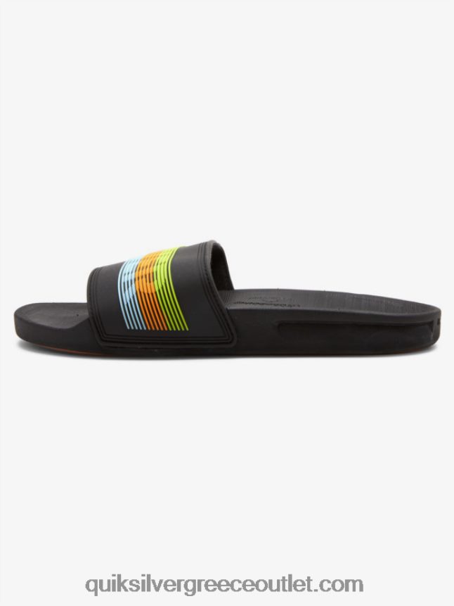 Σανδάλια συρόμενου τύπου slide wordmark rivi Quiksilver άνδρες 66LP84693 μαύρο/πορτοκαλί/μπλε